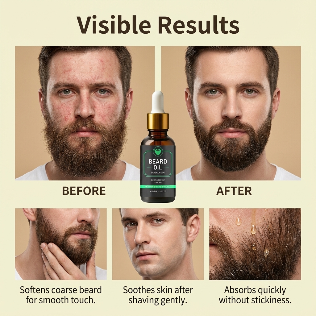 Men Beard Care Oil Light Nonsticky Mild Soft Daily Beard Moisturizing Treatment Essence