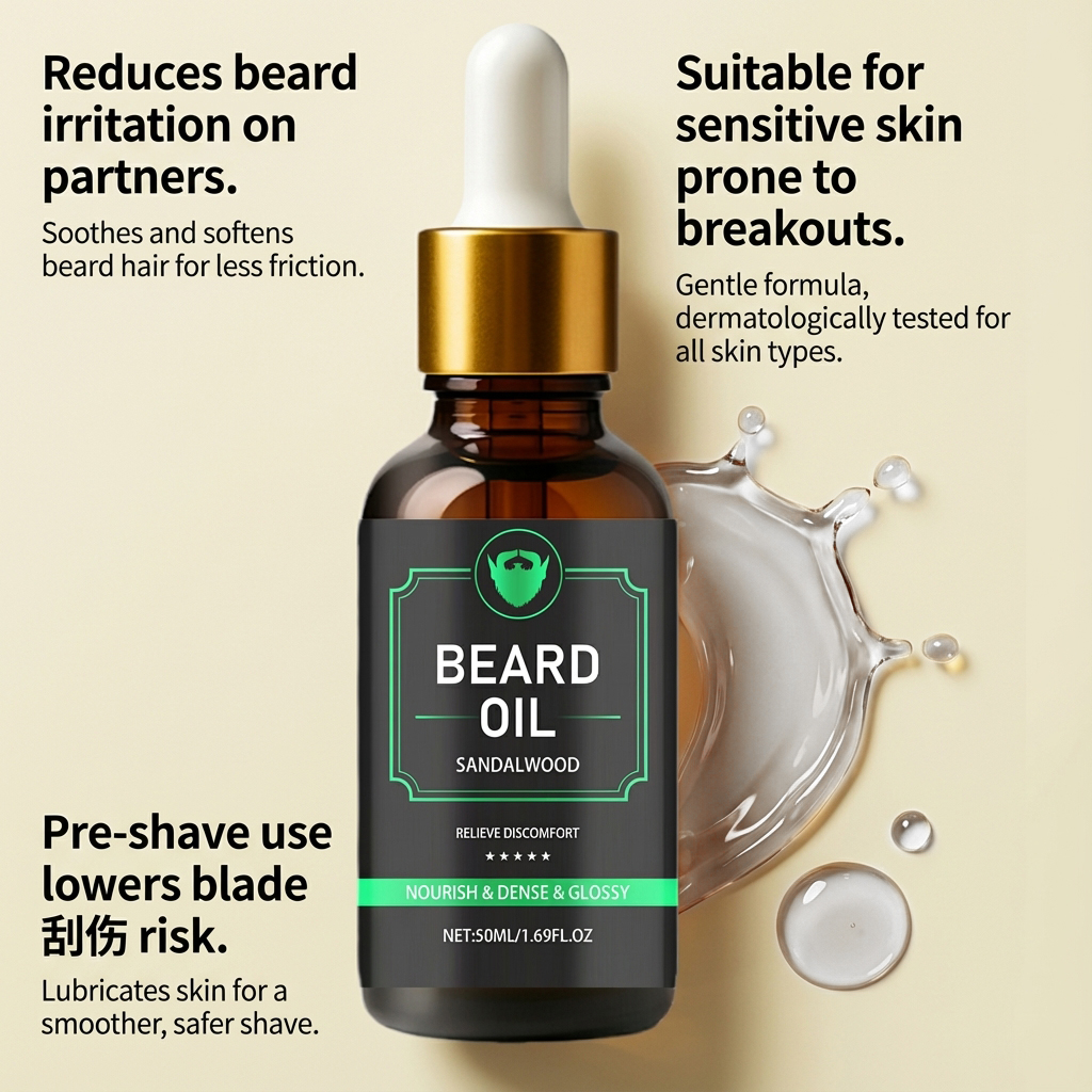 Men Beard Care Oil Light Nonsticky Mild Soft Daily Beard Moisturizing Treatment Essence