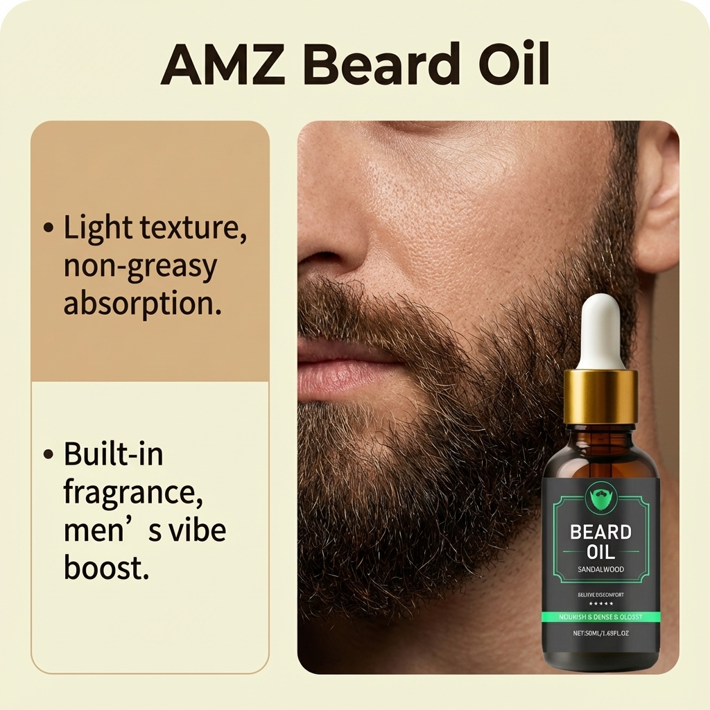 Men Beard Care Oil Light Nonsticky Mild Soft Daily Beard Moisturizing Treatment Essence