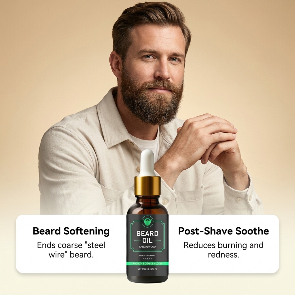 Men Beard Care Oil Light Nonsticky Mild Soft Daily Beard Moisturizing Treatment Essence