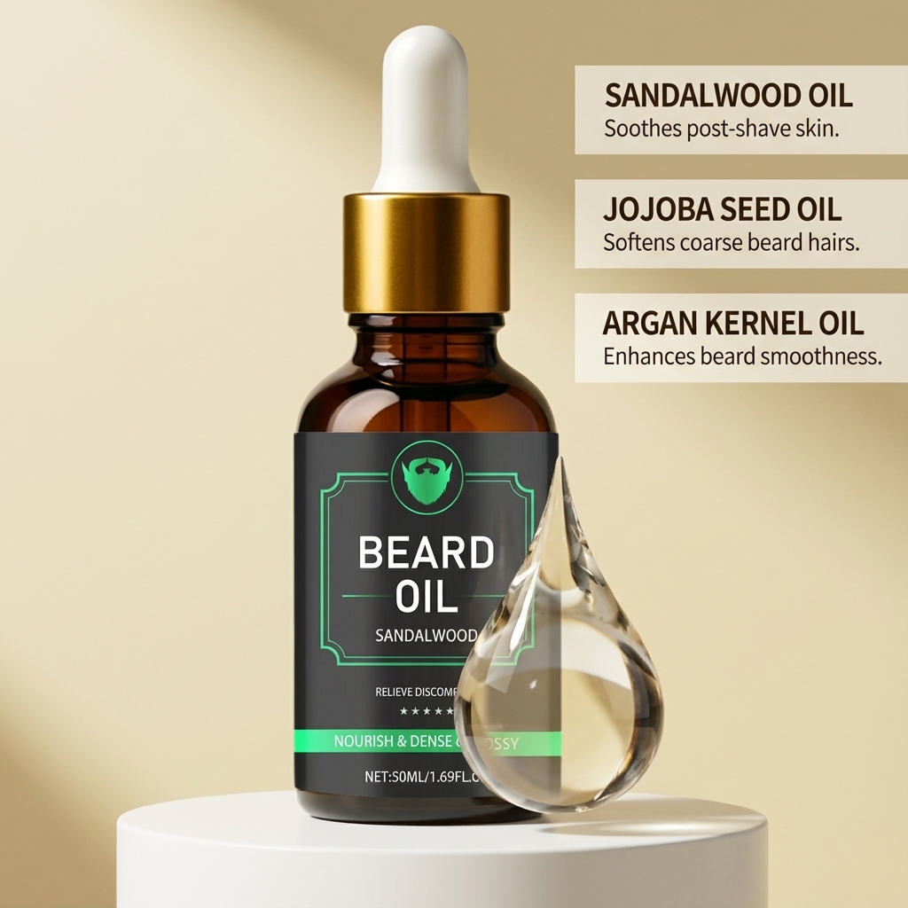 Men Beard Care Oil Light Nonsticky Mild Soft Daily Beard Moisturizing Treatment Essence