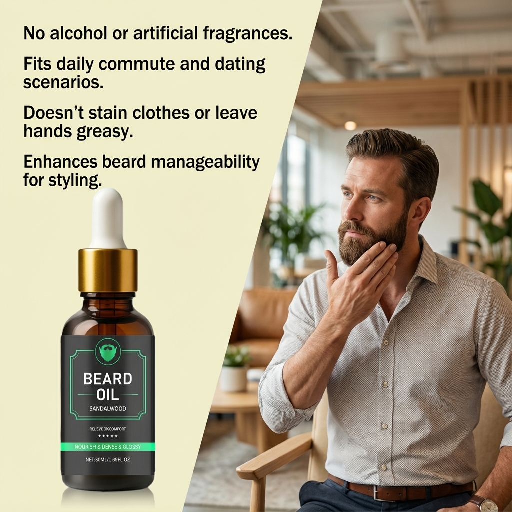 Men Beard Care Oil Light Nonsticky Mild Soft Daily Beard Moisturizing Treatment Essence
