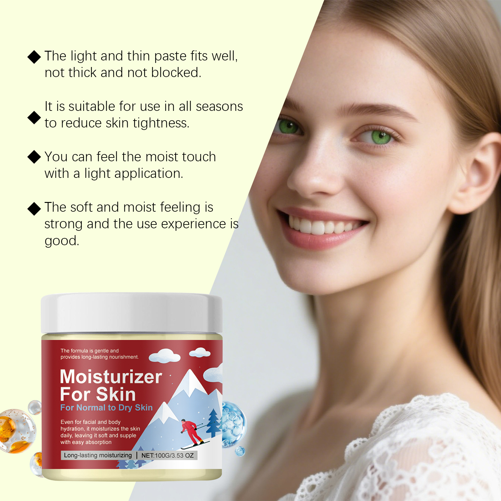 Skin Moisturizing Cream Nourishes Facial Skin Hydrating Light Soft Texture Refreshing Day Night Applicable Care Cream