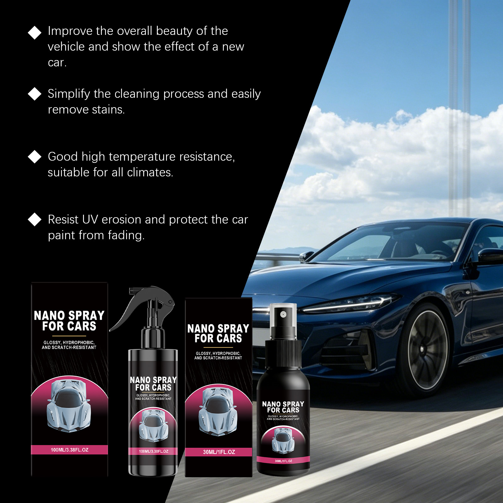 Automobile Nano Coating Spray Surface Paint Remover Portable Daily Cleaning Renovation Coating Mist