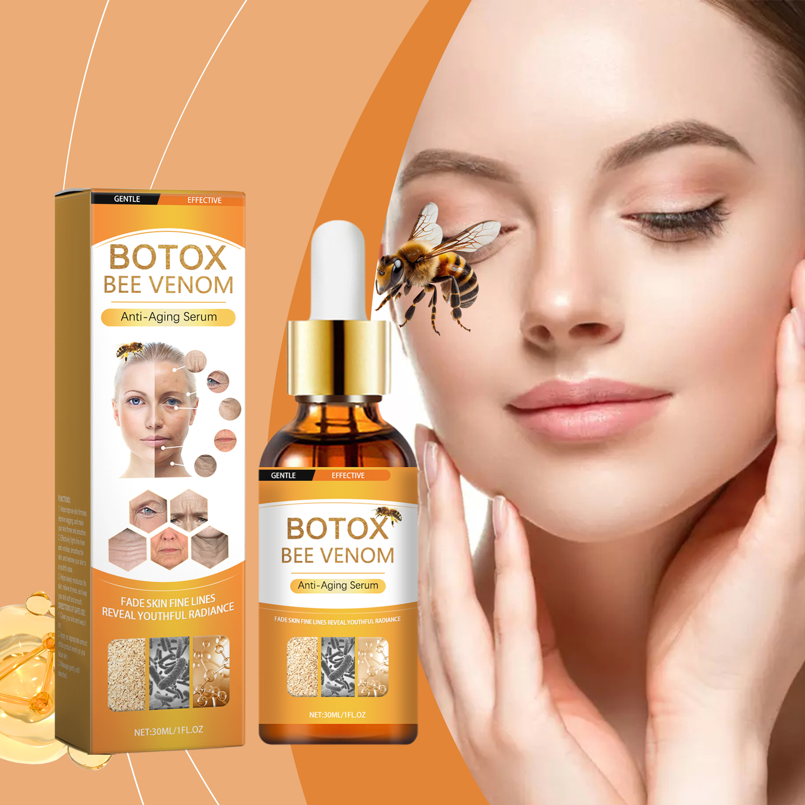Bee Venom Essence Liquid Hydrating Moisturizing Firming Smoothing Facial Skin Care Product