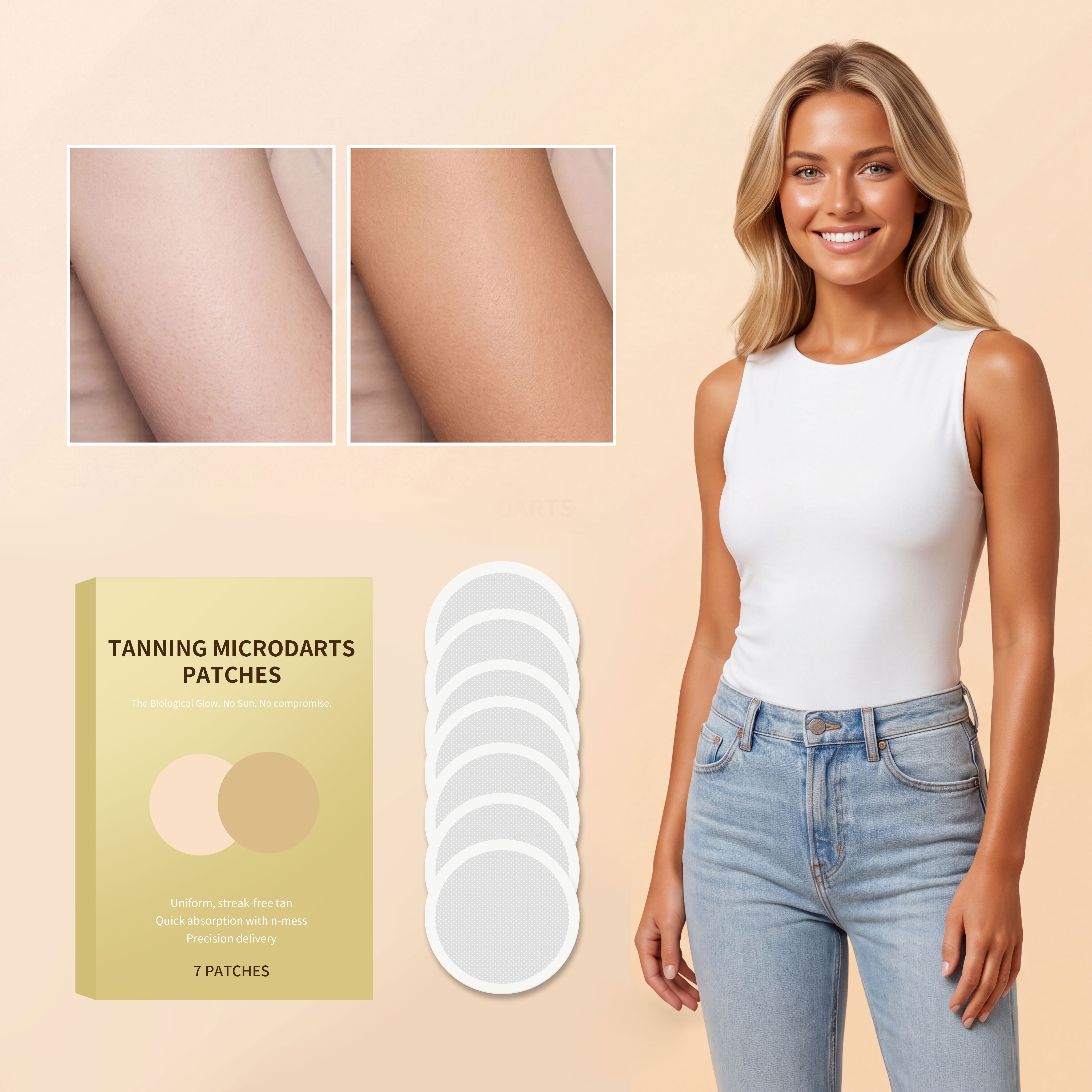 Skin Darkening Care Patch Skin‑Friendly Breathable Glossy Comfortable Outdoor Sun‑Free Tanning Create Natural Wheat Colored Skin