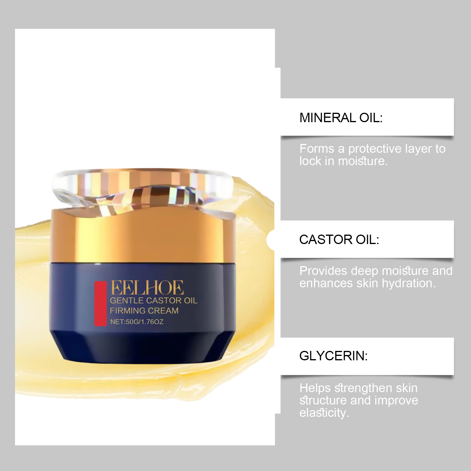Castor Oil Moisturizing Face Cream Hydrates Nourishes Skin Fades Facial Fine Lines Moisturizes And Softens