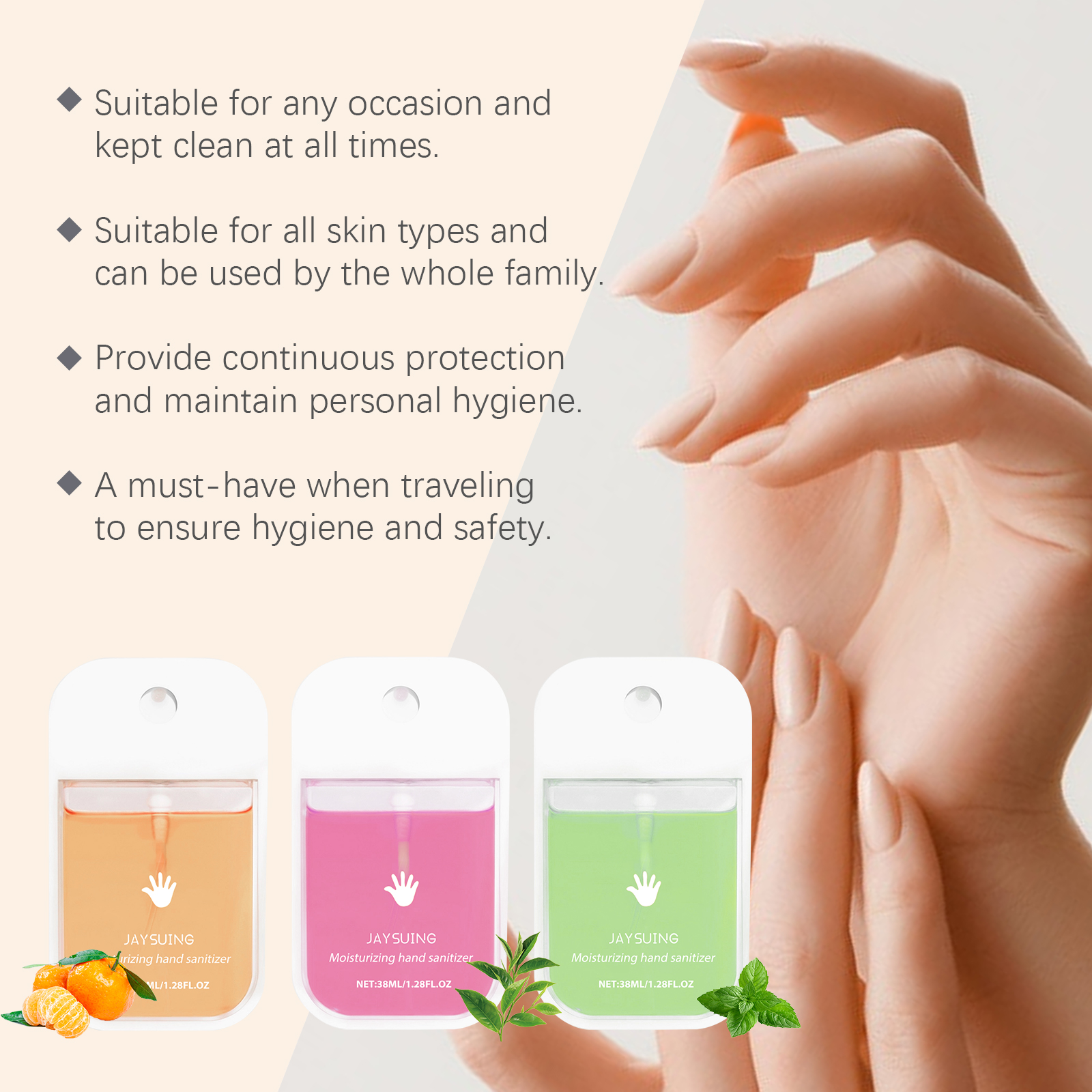 (Mint) Portable Hand Sanitizer Spray Gentle Cleanses Hands Keeps Hands Clean Convenient Hand Wash