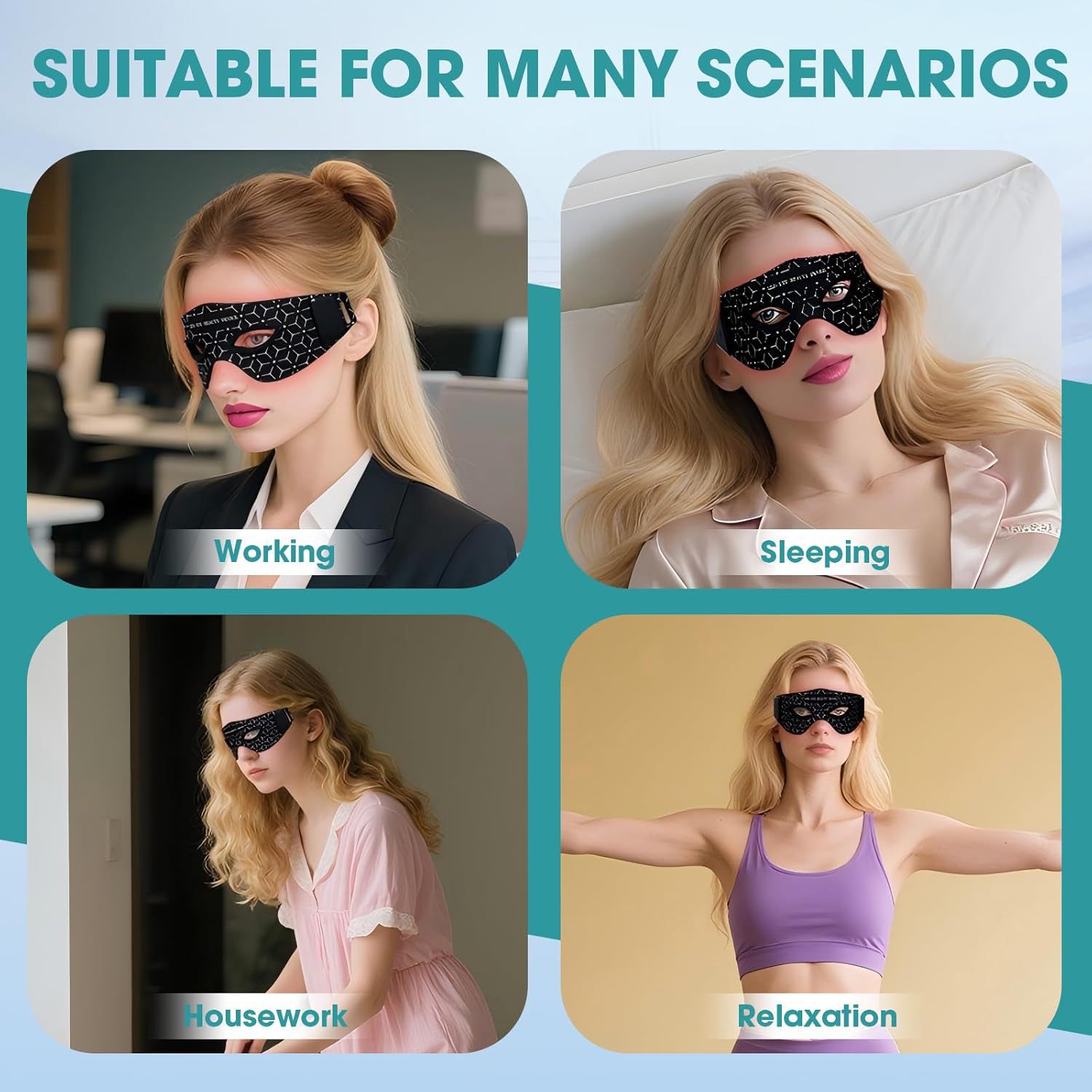 (Black) Red Light Therapy for Eyes Under-Eye Red Light Eye Mask LED Eye Mask Light Care Device for Eye Area Relaxation