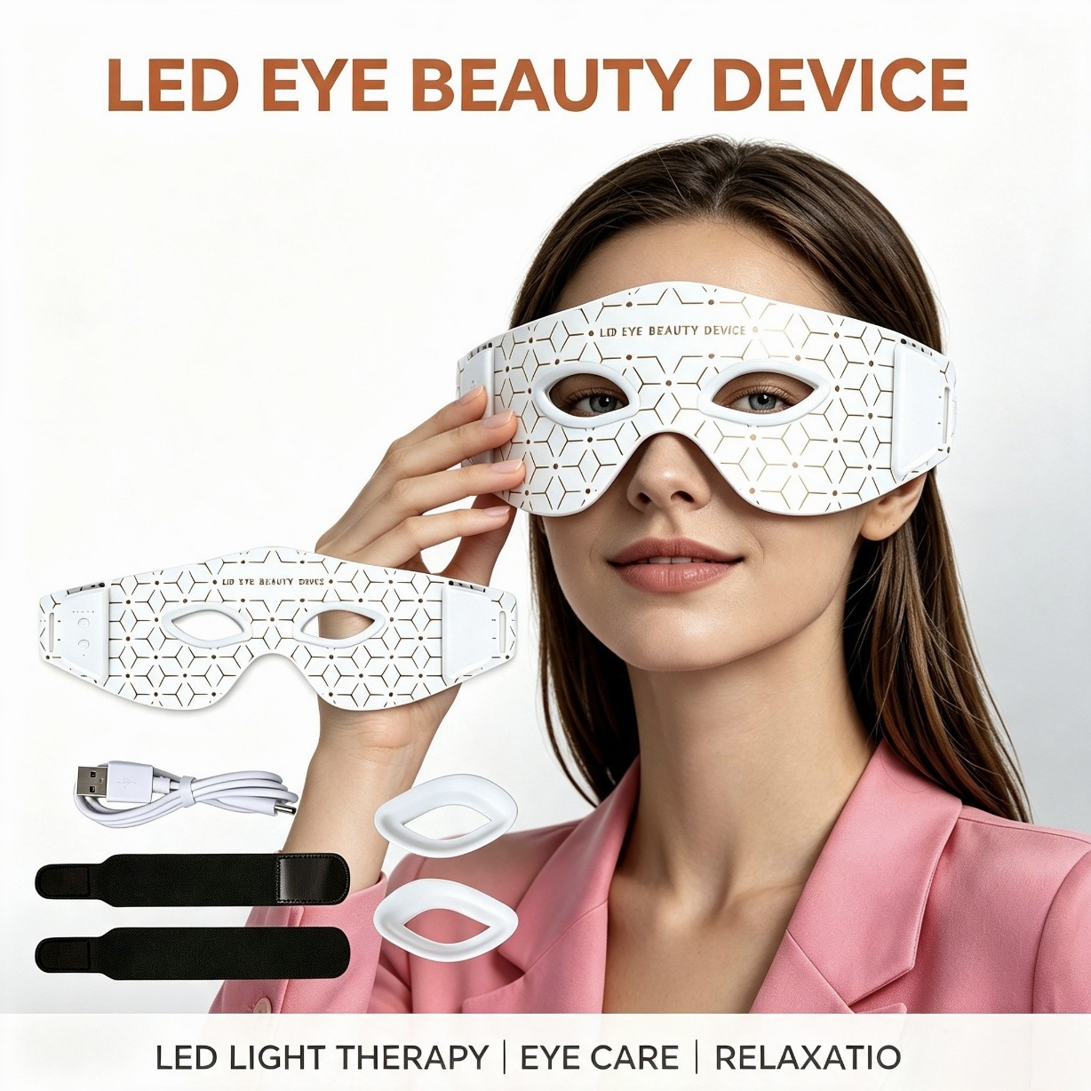 (Black) Red Light Therapy for Eyes Under-Eye Red Light Eye Mask LED Eye Mask Light Care Device for Eye Area Relaxation