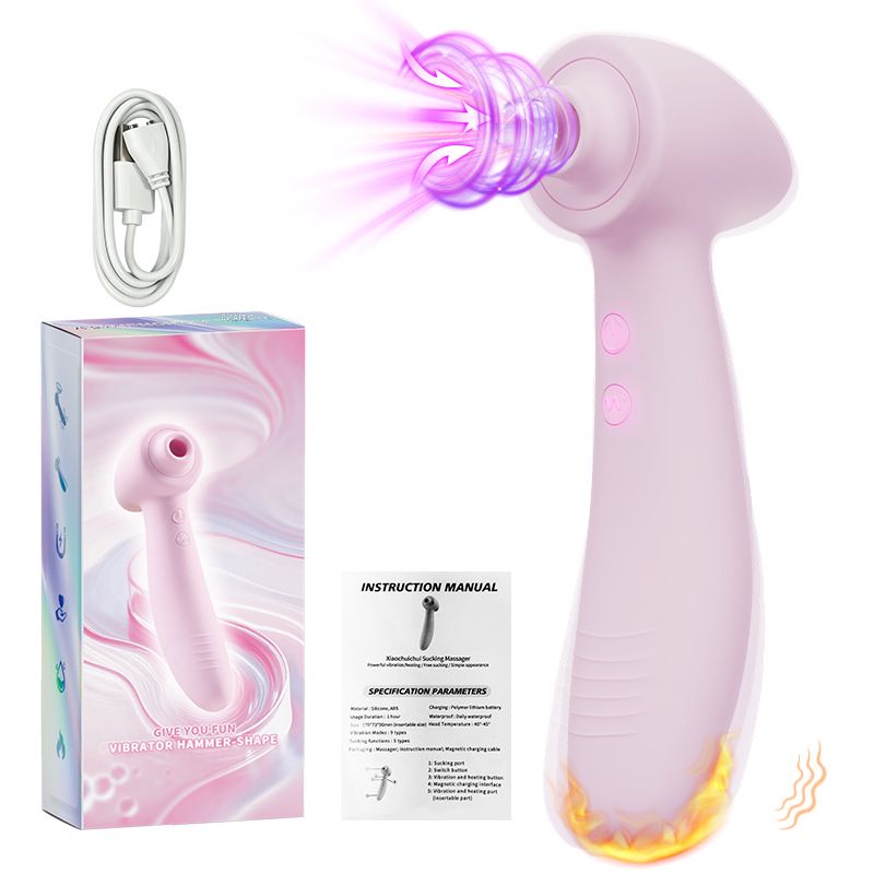 (Pink) Adult Sex Toy Sucking Vibrating Wand Masturbator Vibrator for Women Instant Orgasm Strong Vibration Insertable Massage Wand for Female