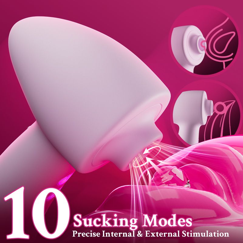 (Pink) Adult Sex Toy Sucking Vibrating Wand Masturbator Vibrator for Women Instant Orgasm Strong Vibration Insertable Massage Wand for Female
