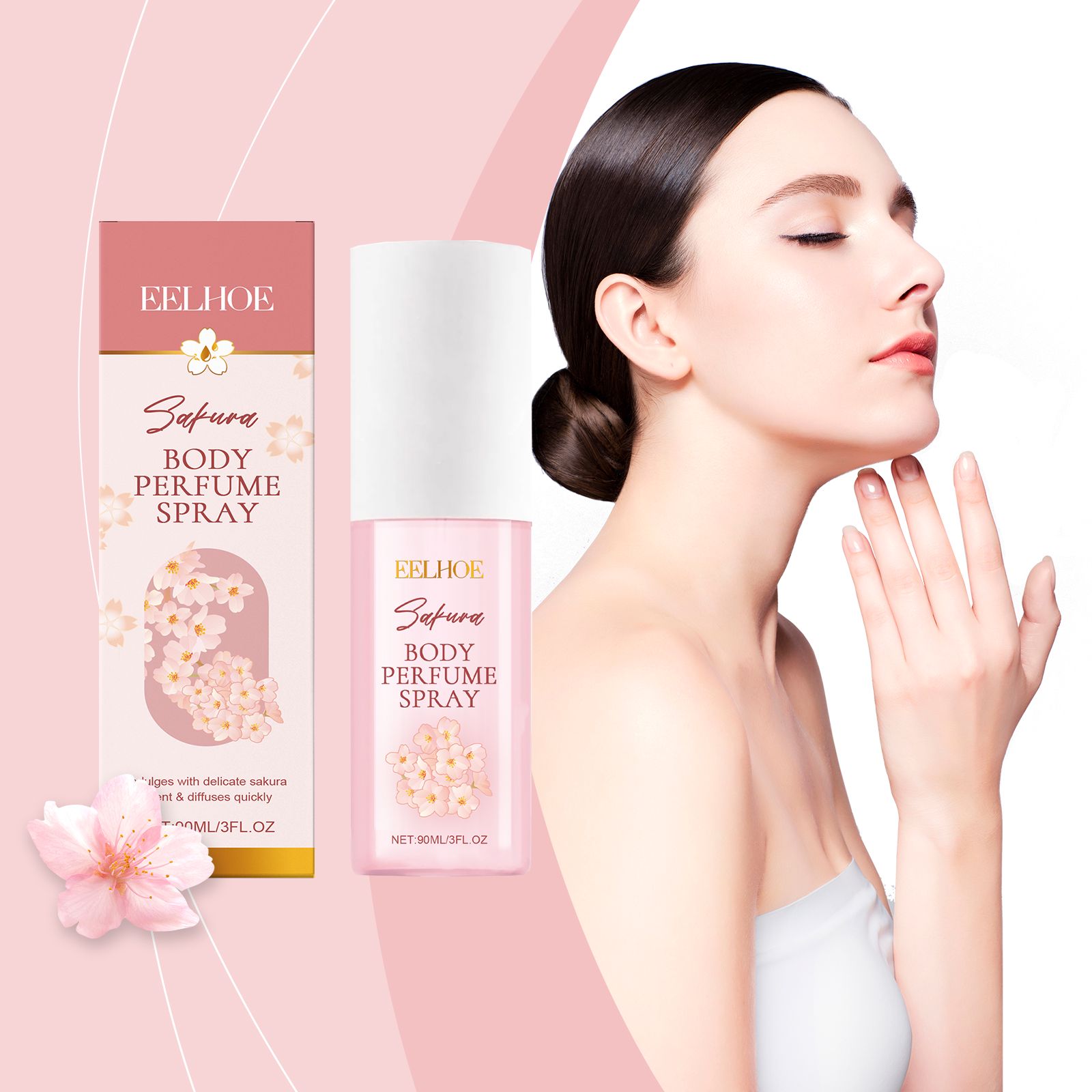 Cherry Blossom Body Perfume Spray Hydrating Fresh Long Lasting Portable For Daily Use