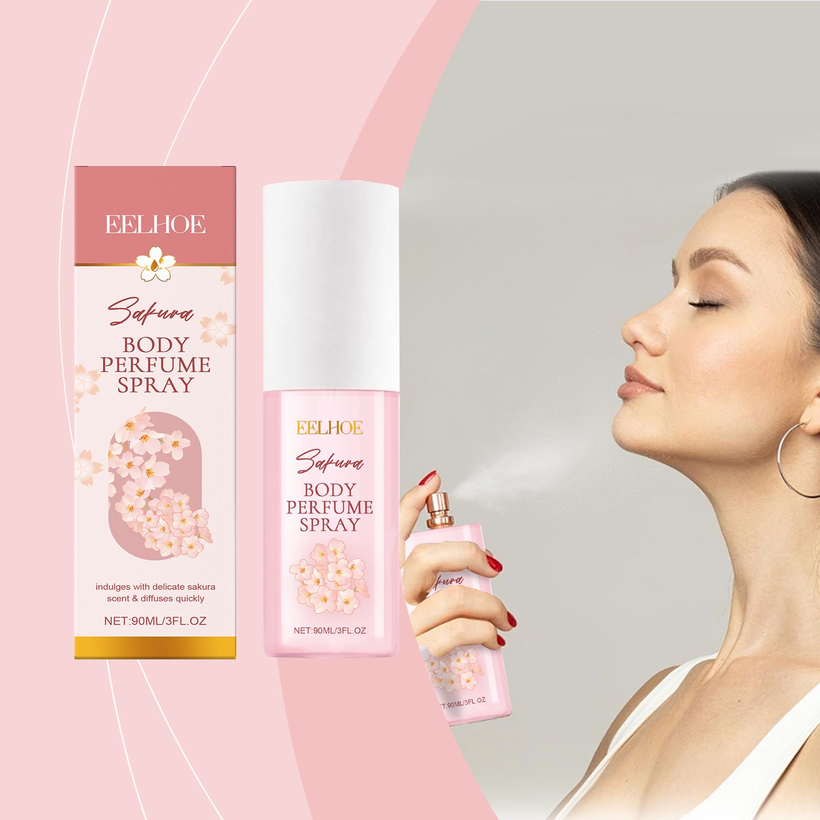 Cherry Blossom Body Perfume Spray Hydrating Fresh Long Lasting Portable For Daily Use