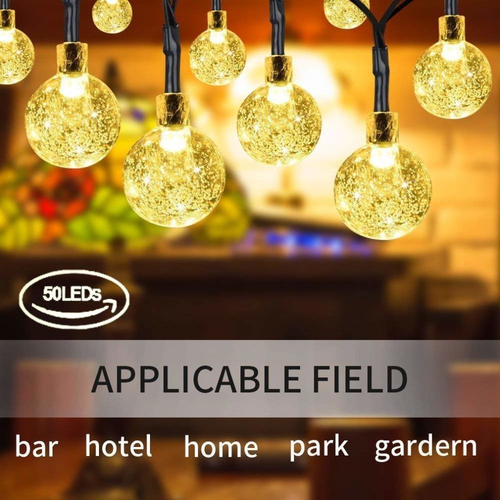 50 LED Solar String Lights Outdoor Waterproof Solar Powered Garden Lights iihome 22feet