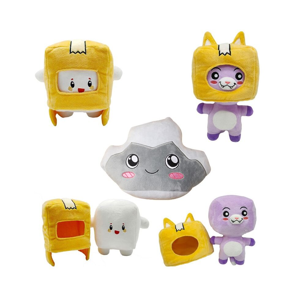 Lankybox Plush Toy Detachable Boxy Foxy Rocky 3pcs Set  Birthday Gifts For Kids and Fans Valentine Gifts for Her Car Office Room Decoration Soft Pillow Great Collections for Cartoon Fans