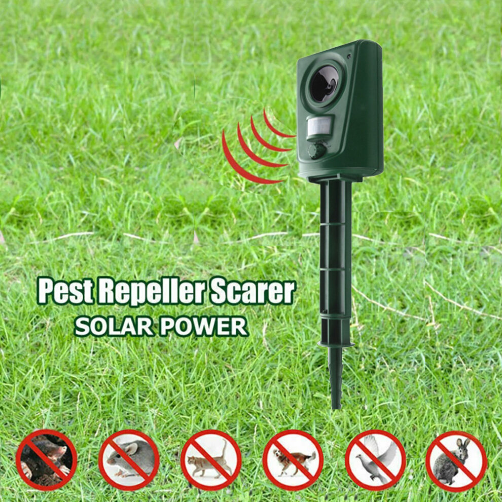 Ultrasonic Solar Cat Dog Repellent Pest Scarer Deterrent Repeller Garden