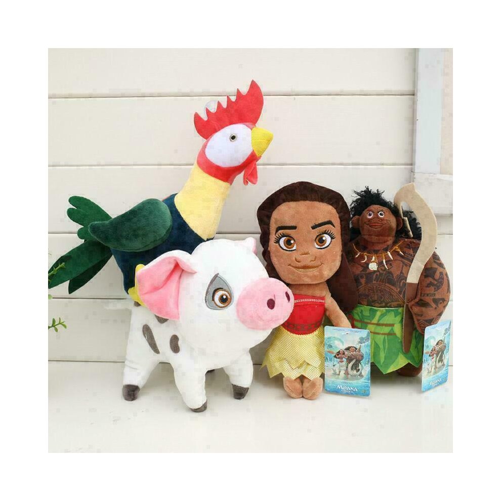 4PCS/SET Moana Movie Maui Pua Heihei Cartoon Soft Plush Kids Doll Toy