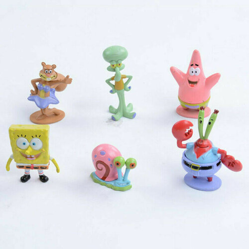 (6PC) 6/8 Pcs Set SpongeBob Figures Squarepants Patrick Star Squidward Tentacles Toy