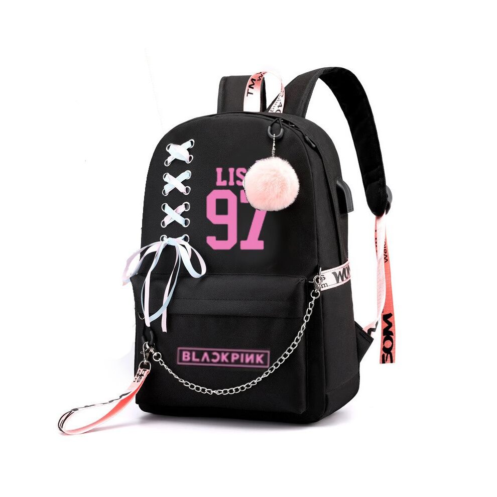 (Lisa) KPOP BlackPink Girl's Backpack USB Laptop Bags