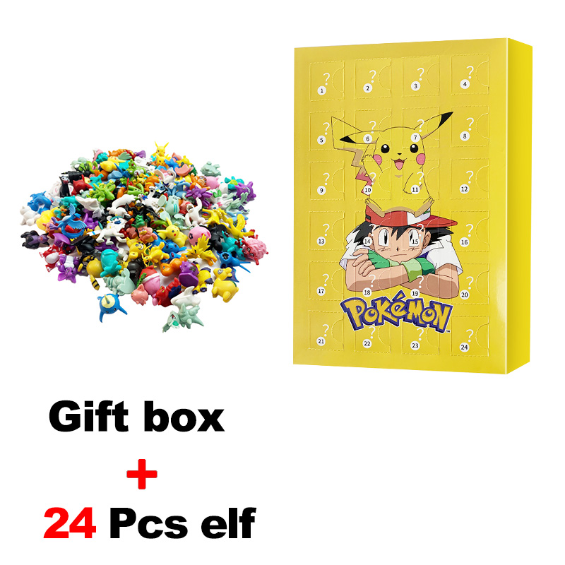 Christmas Advent Calendar Blind Box 24 PCS Pokemon Pikachu Elf Anime Figures Children Cartoon Toys Party Favor Countdown Calendar Toy for Girls Boys Xmas Gifts