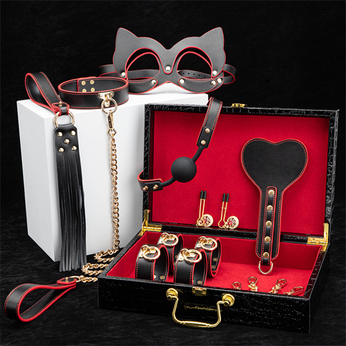 BDSM Kits Bondage Set Fetish Handcuffs Collar Gag Whip Erotic Sex Toys Leather Exotic Accessories For Women Couples Lovers Adult Sexy Love Games 8PCS Pack