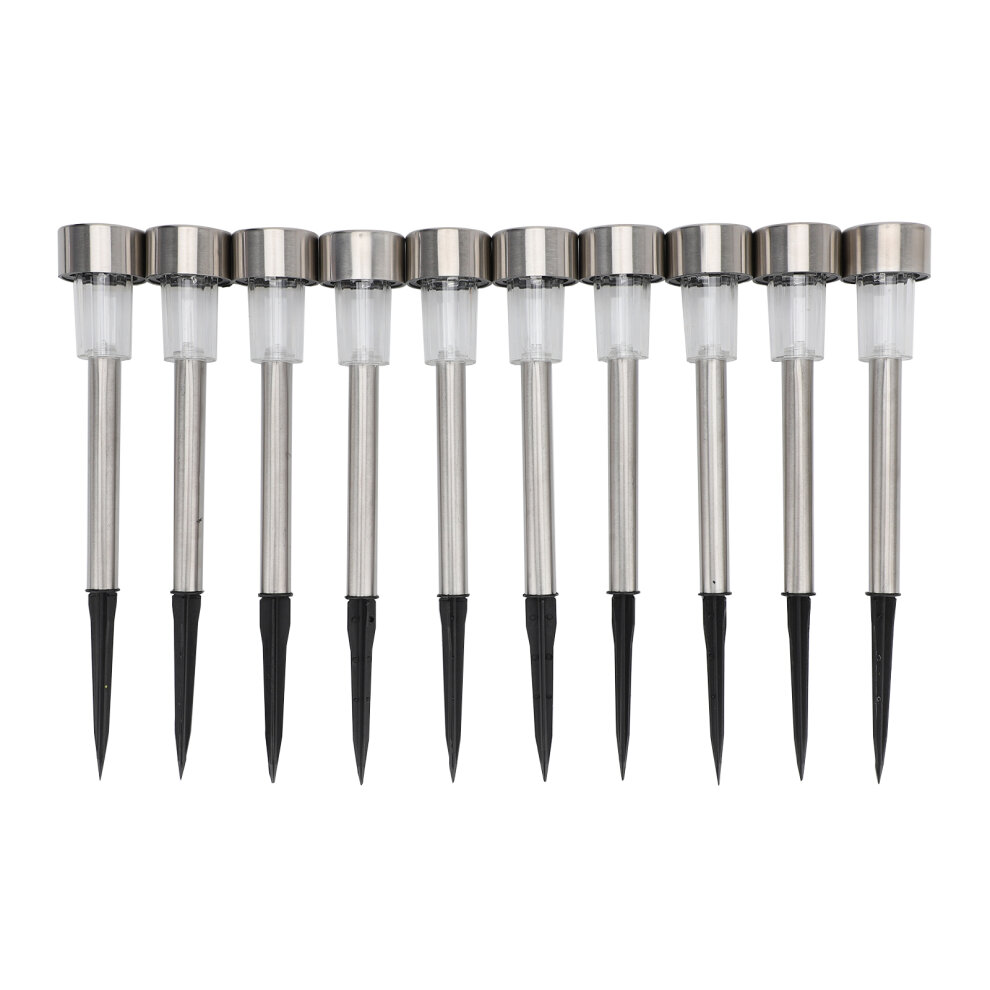 10 x Solar Powered Stainless Steel Led Post Stake Garden Lights Patio