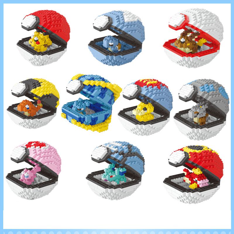 (A) Pokemon Small Blocks Pikachu Animal Model Game Graphics Bricks Pokemon Assembly Toys For Childrens Day Gifts