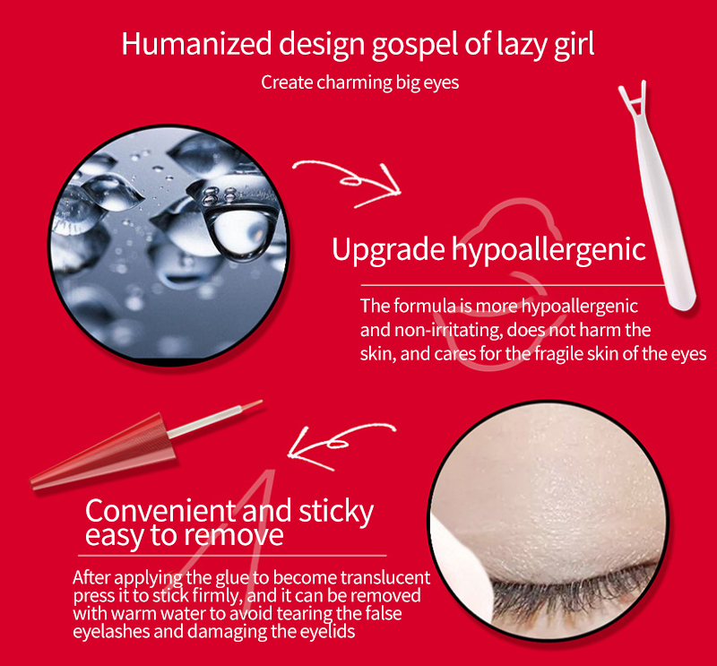 Eyelash Glue Extension Lash Glue False Eyelashes Grafting Eyelid Adhesive Women Beauty Makeup Tool Waterproof Easy to Use Multipurpose 12ml 3pcs