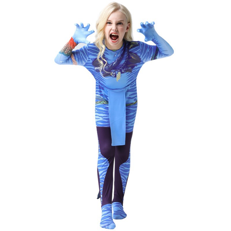 (110cm) Avata 2 The Way of Water Costume Kids Cosplay Fancy Dress Halloween Carnival Costume Carnival Party