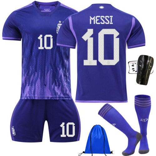 Purple Messi#10 Away Kit 22-23 Kids Argentina Football kit Messi Jersey