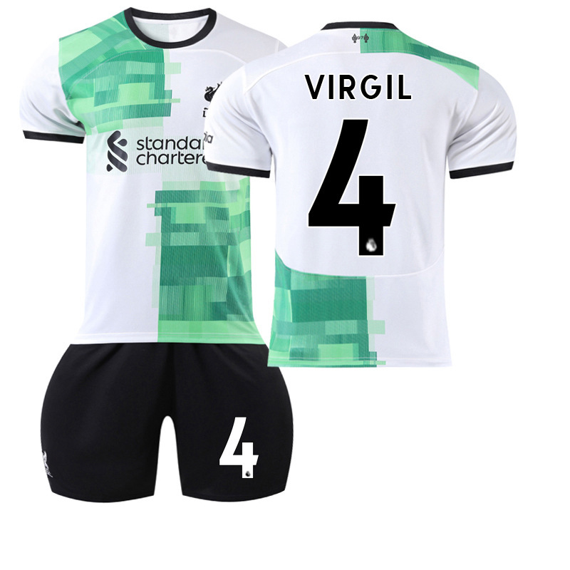 (2~3 Years) 23-24 Liverpool Away No. 4 Virgil Football Kit Soccer Jersey for Kids Adult