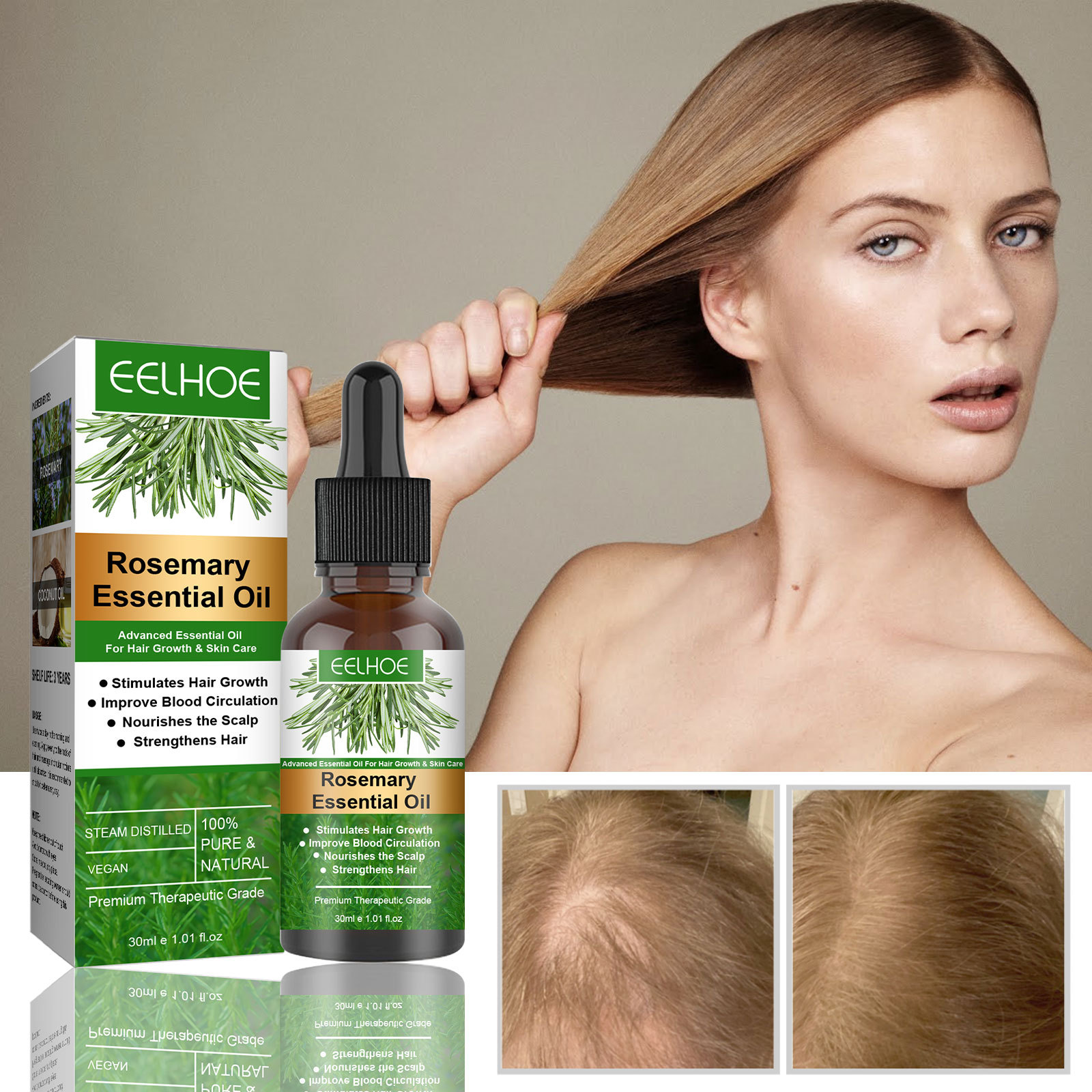 Rosemary Essential Oil Hair Care Serum Smooth Anti-frizz Growth Anti Hairs Loss Treatments 30ml
