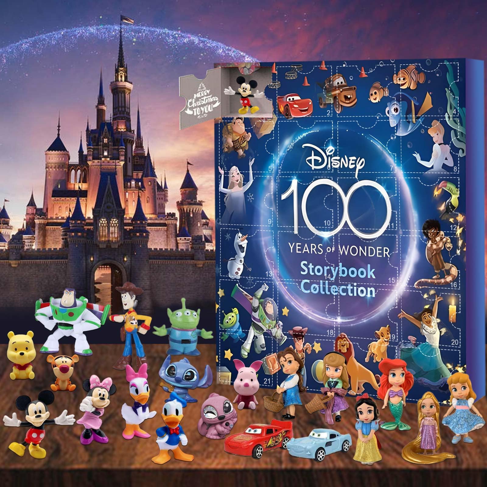 Advent Calendar 2023 Christmas Countdown Calendar 24pcs Cartoon Disney Figure Doll Stocking Stuffer Christmas Gifts for Kids
