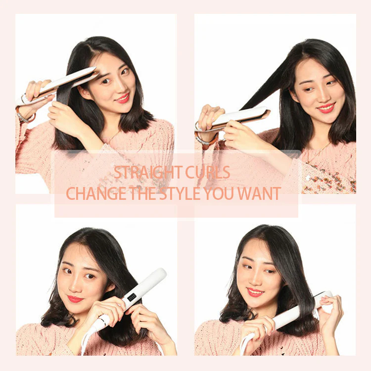 Professional Hair Straightener 2in1 Flat Iron Curling Styler Ceramic Hair Curer PTC Heated Digital Display