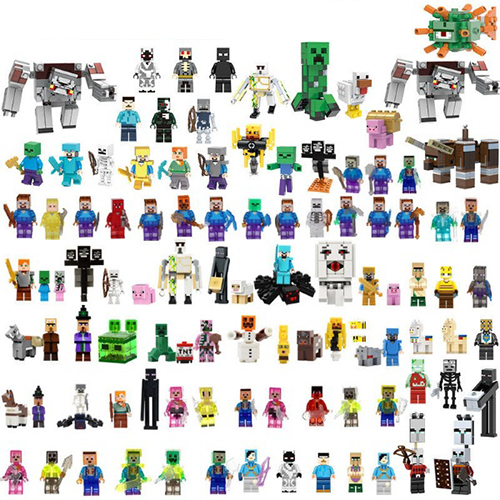 Minecraft Minifigures Building Building Bricks Cartoon Steve Creeper Villager Collection DIY Toys for Kids Birthday Xmas Gift Blocks Toy 104pcs Set Fit for Lego