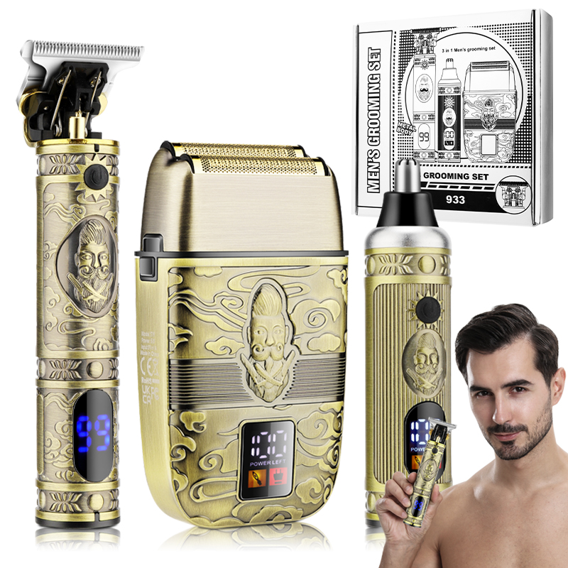 (Bronze) Hair Trimmer Professional Hair Clippers for Men Nose Beard Trimmer Shaver Cordless Barber Clippers Electric Razor Foil Shavers Men Haircut Grooming Kit
