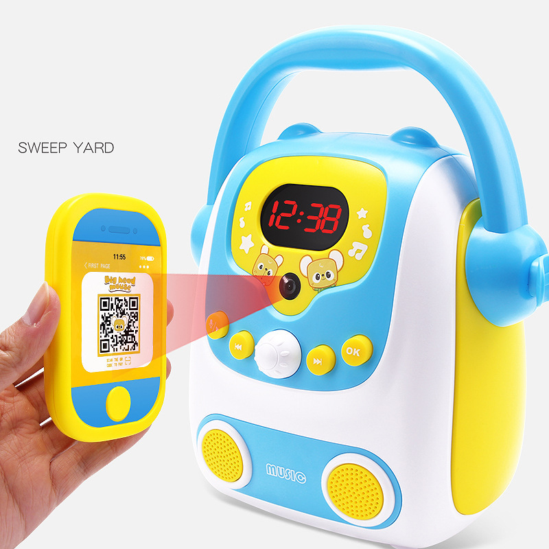 (Blue) Bluetooth Microphone Karaoke Toys For Kids Toys Birthday Gifts & Party Toys Simulated Payment Mini KTV