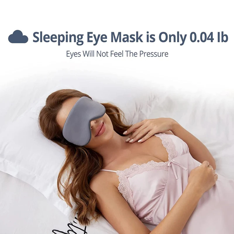 (Grey) Sleep Eye Mask Shading Relief Eye Fatigue Double-Sided Available Breathable Blindfold Eye Patch Eyeshade Protable Unisex