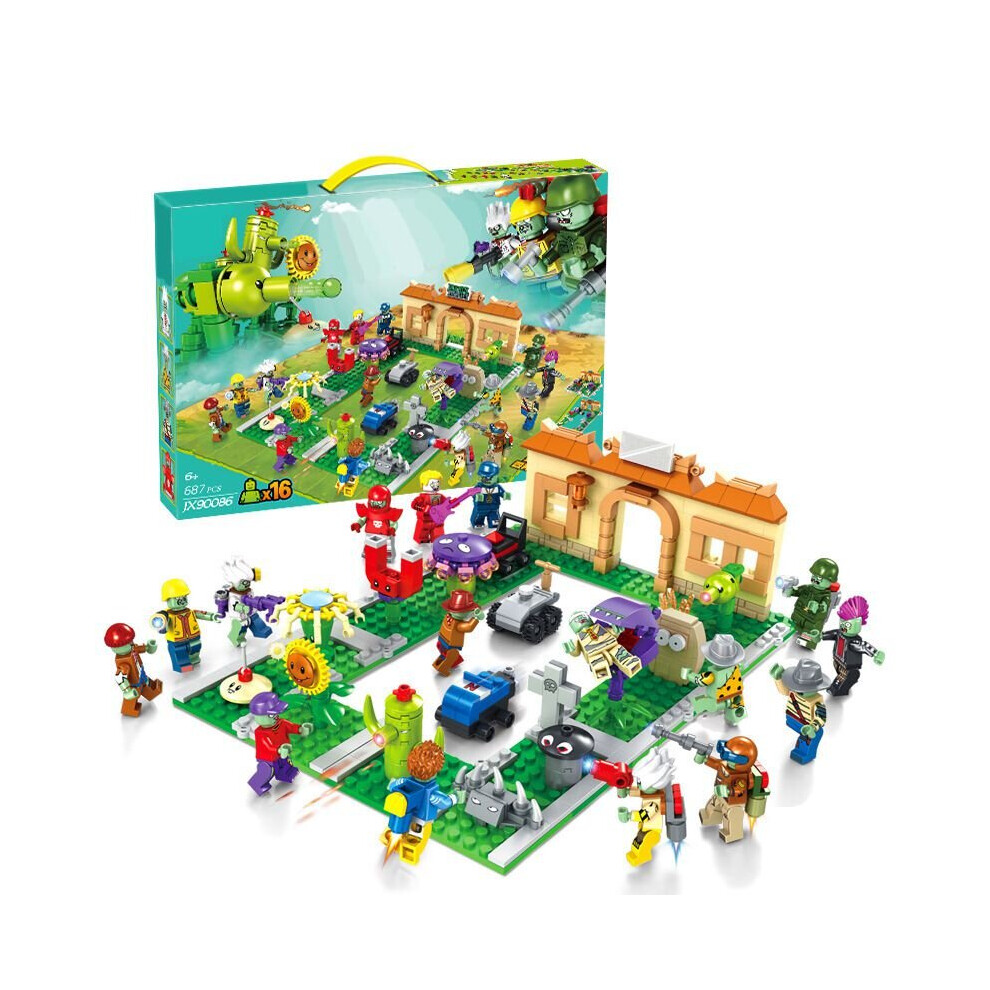 Plants Vs Zombies Interactive Boxed Building Block Figures Toy Kids Gift