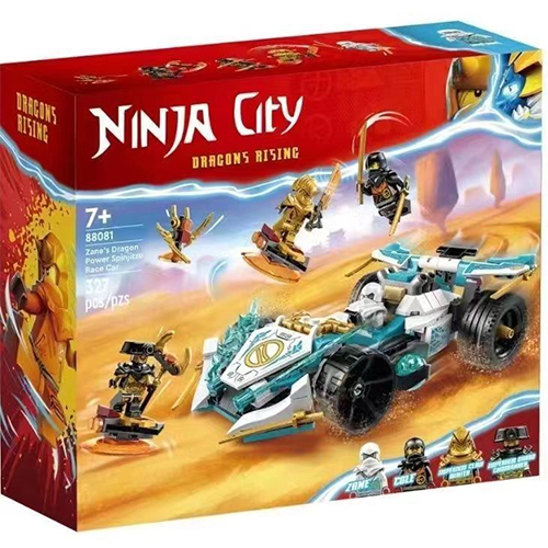NINJAGO Zane Dragon Power Spinjitzu Race Car Building Toy Set Ninja Car Dragon Toy Minifigures Classic Bricks Characters Figures Gift for Kid Fit Lego