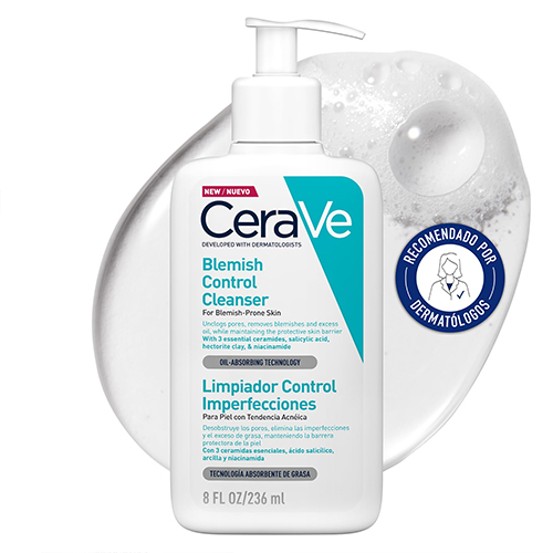 CeraVe Blemish Control Face Cleanser with 2 Percents Salicylic Acid Niacinamide for Blemish-Prone Skin 236ml Unscented