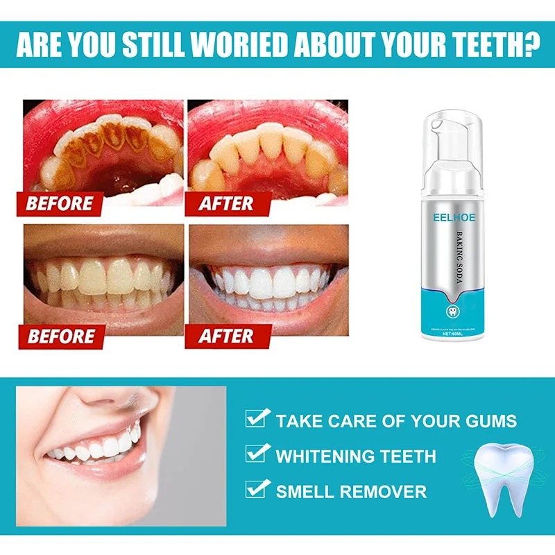 Whitening Oral Hygiene Mousse Toothpaste Dental Refreshes Breath Teeth Cleansing Reduce Yellowing Remove Stains Teeth Teeth Whiteners 60ml