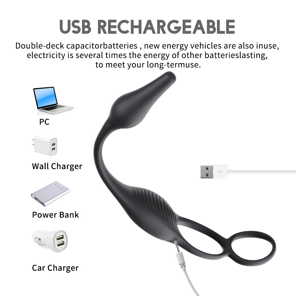 Vibrating Anal Vibrator Butt Plug Remote Control Prostate Massager Anal Plug Penis Ring Perineum Stimualtor Sex Toy for Men 3 in 1 Cock Ring
