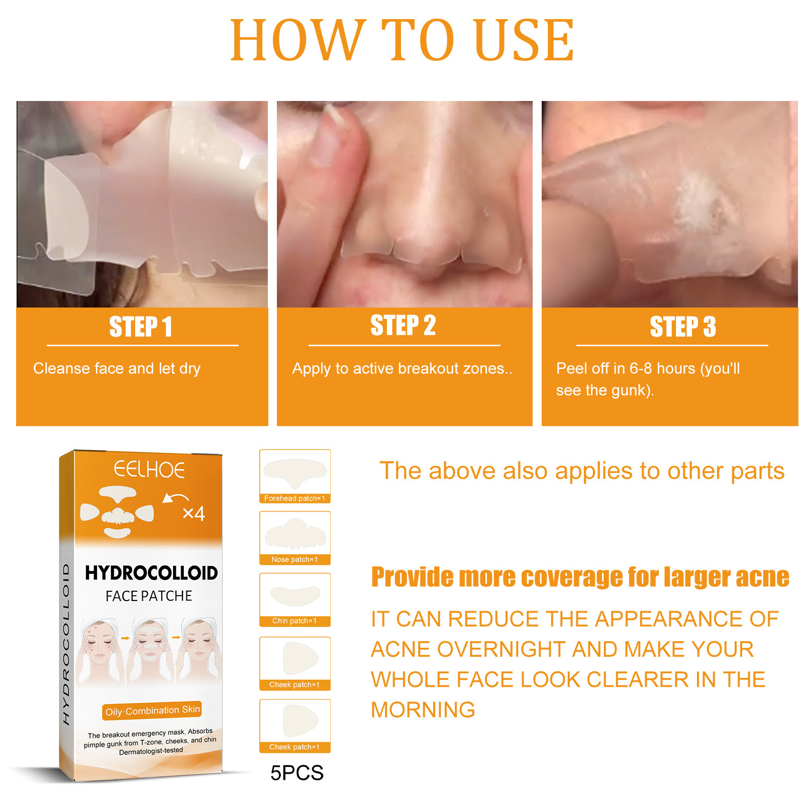 EELHOE Hydrocolloid Face Patche Oily Conbination Skin