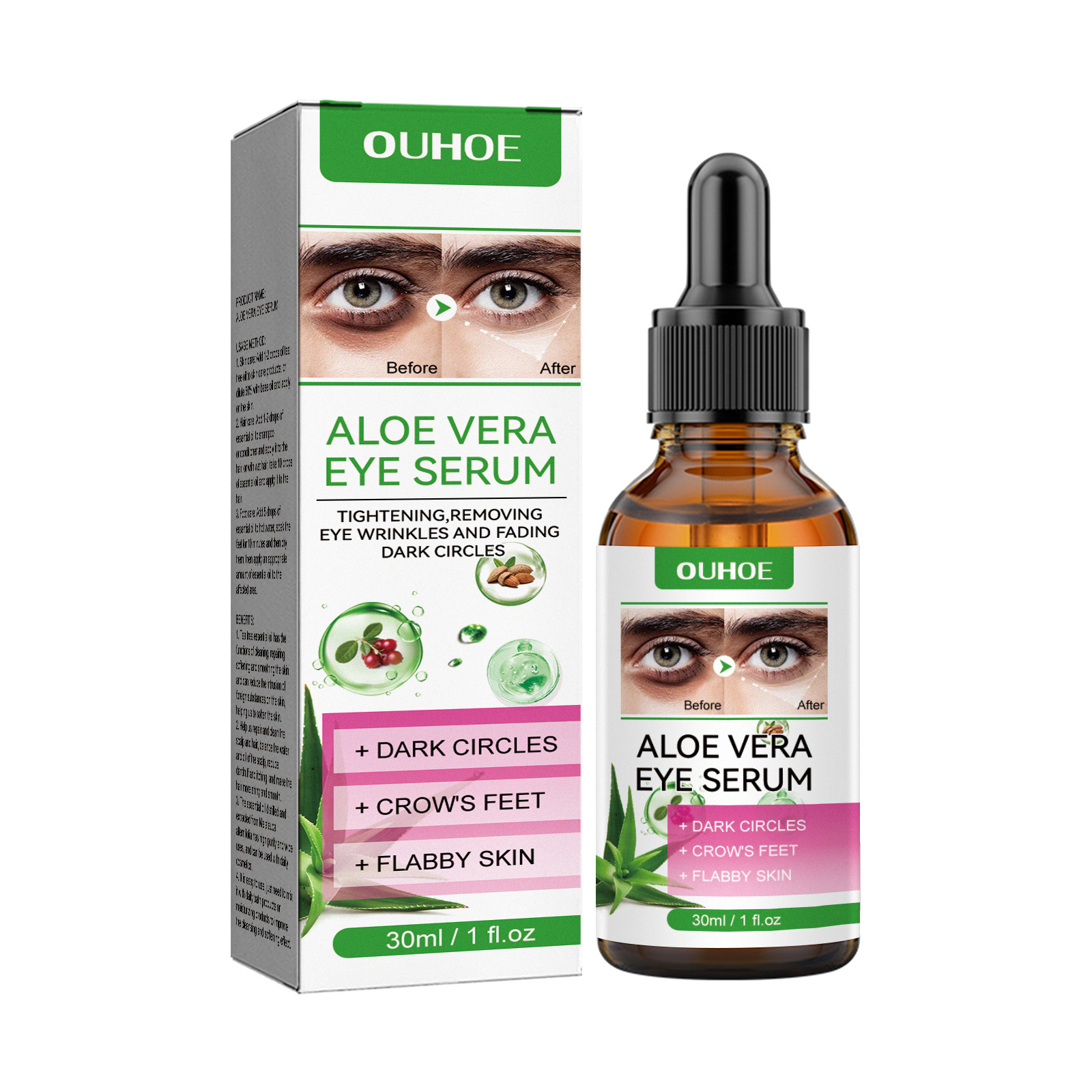 (1 PC) Anti Dark Circle Eye Serum Pigment Correction Remove Puffiness Eyes Bag Fades Fine Lines Moisturize Hydrating Nourish Aloe Vera Whitening Eye Essence