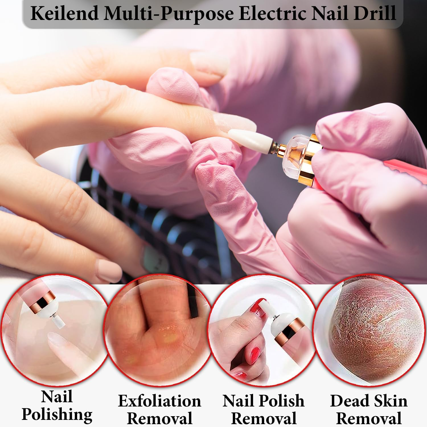 Rechargeable 5 in 1 Professional Nail Drill File Kit for Nail Salon and Home DIY