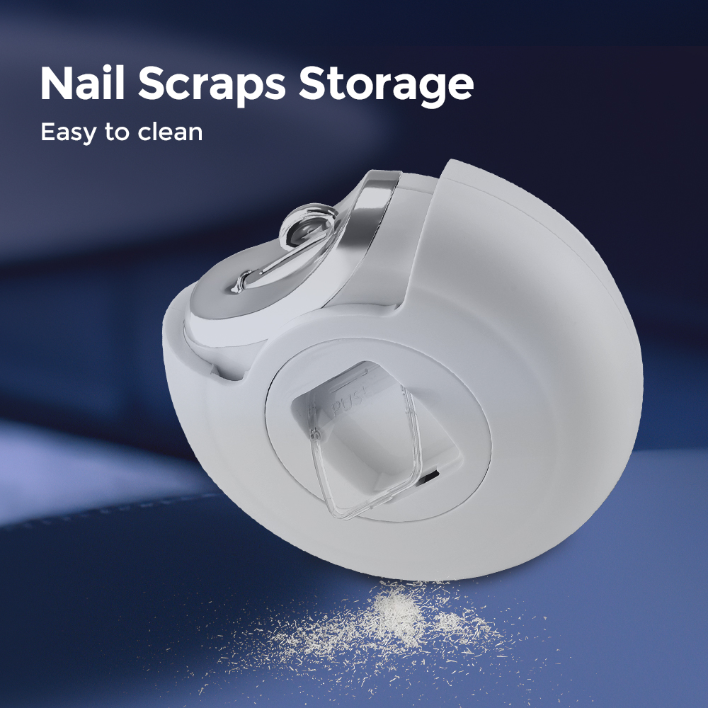 (White) 2 in 1 Rotatable Electric Nail Clipper Nail Grinder With Lighting Safety Low Noise Automatic Mini Nail Manicure Tools