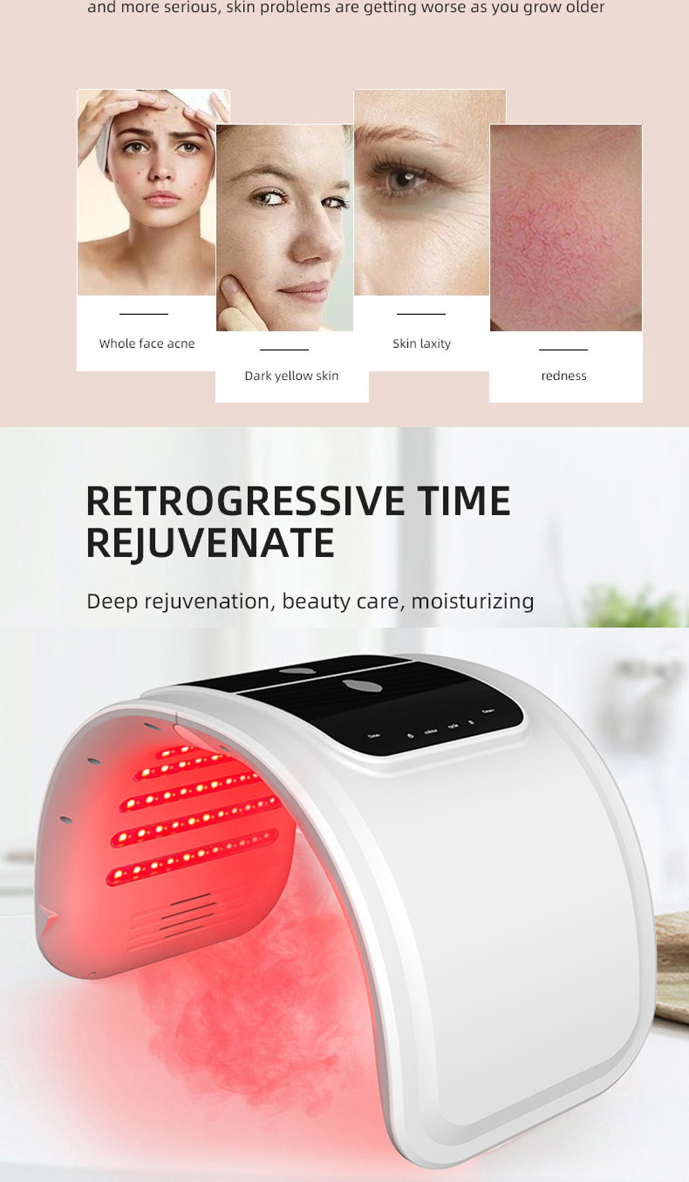 7 Colors LED Photon Machine With Nano Spray Face Mask PDT Equipment Skin Moisturizing Face Body Mask Salon SPA Home Use Skin Rejuvenation Acne Skin Care