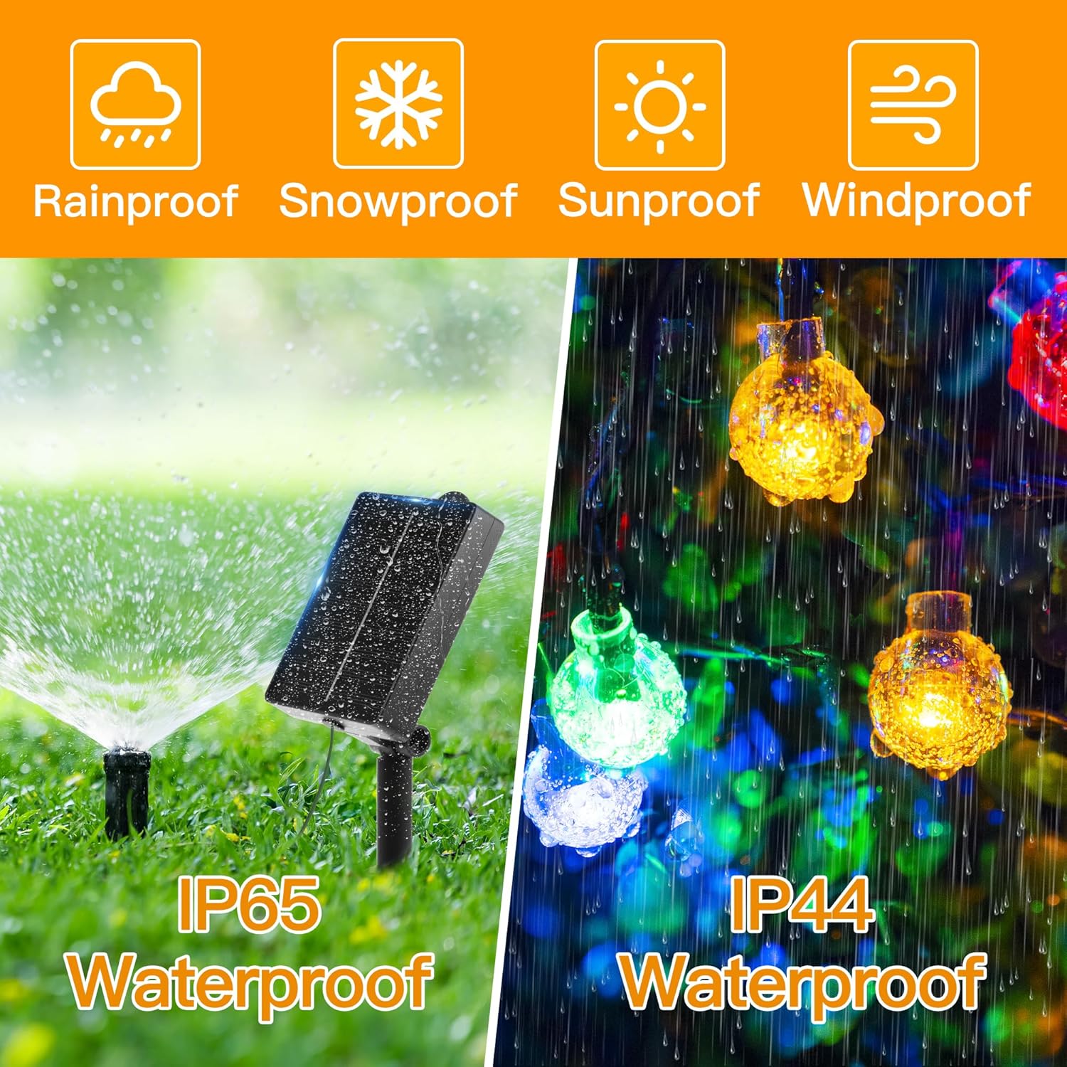 (Warm White) Solar Lights Outdoor Garden 12m 100LEDs Fairy Lights Solar Powered Waterproof Warm White Crystal Ball 8 Modes Globe String Lights for Outside Indoor Gazebo Wedd